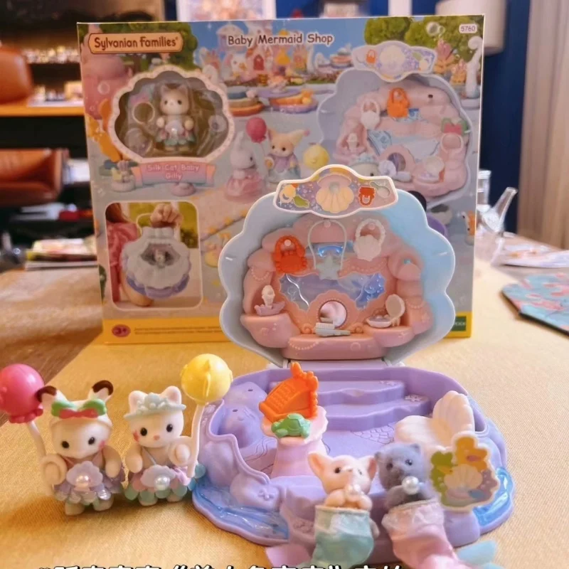 Hot Sylvanian Families Underwater Paradise Mermaid Shell Shop Dream Box Toy Simulation Play House Children Toys  Birthday Gift