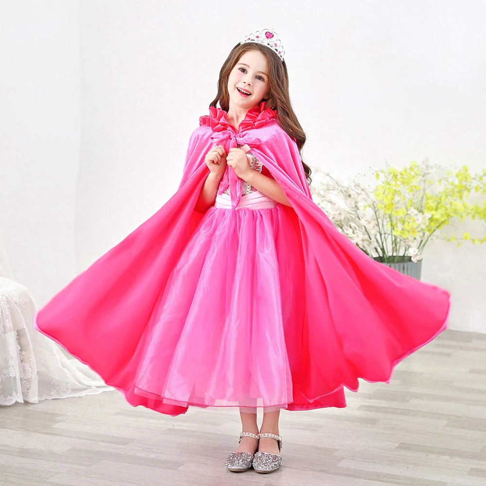 3-10 Years Girls Cloak New Fashion Long Jacket Fancy Fairy Princess Cape Halloween Costume Christmas Birthday Party Kids Clothes