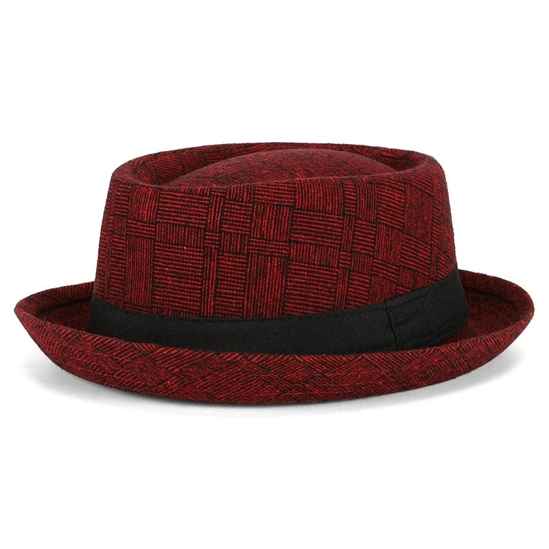 Neue Herbst- und Winterhüte für Herren Britische Retro-Jazzhüte Rundkopf-Hüte mit Kleinem Schirm Klassische Karierte Hüte im Gentleman-Stil für Damen – Detail 9