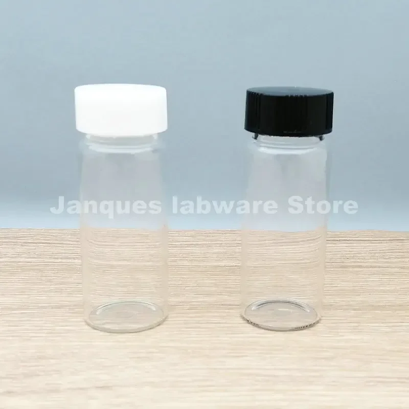 10pcs/lot Lab Transparent Glass Sample Bottles,Reagent Vial with Screw Cap PE Inner pad Capacity 3/510/15/20/30/40/50/60ml