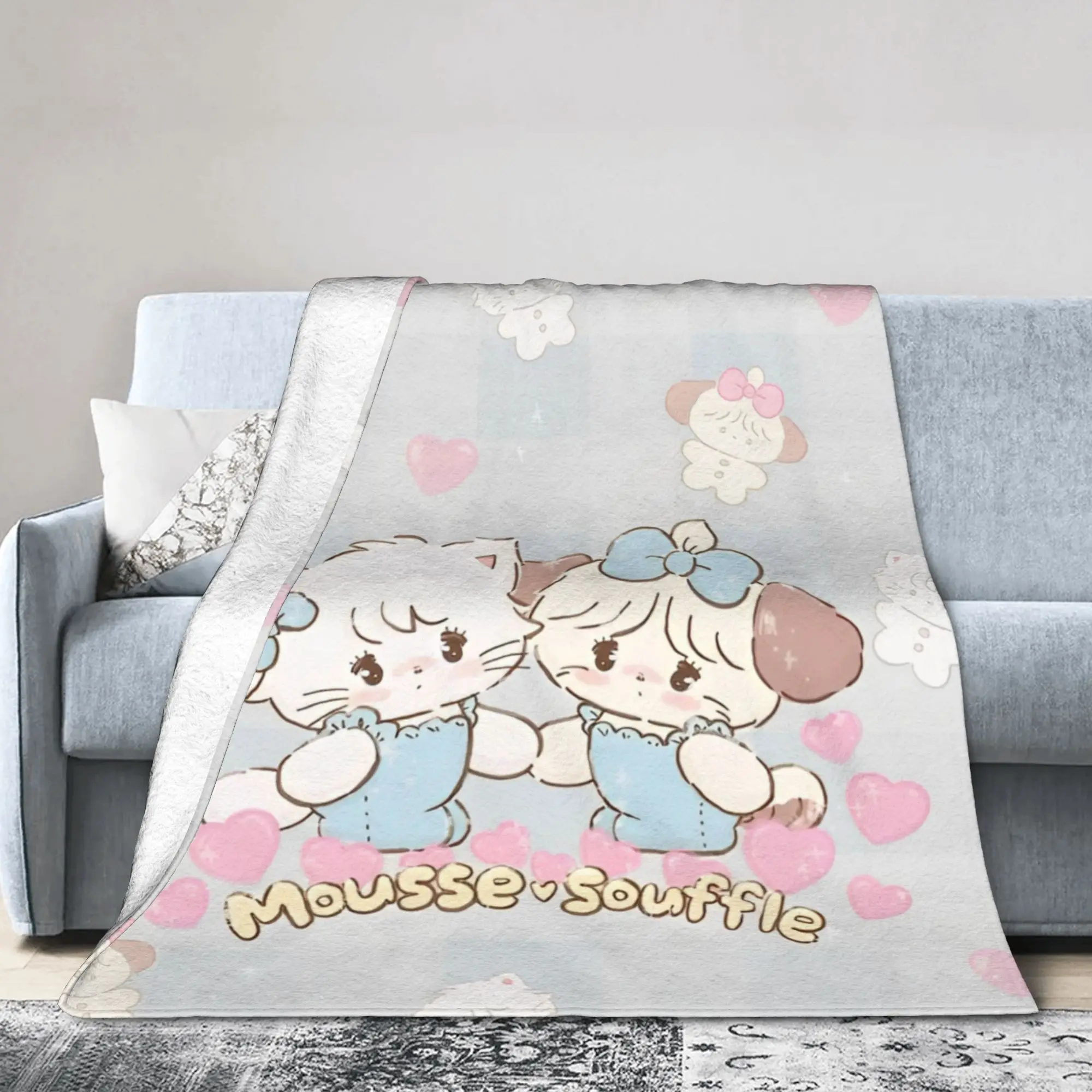 Mikkos Souffle Mousse Knitted Blankets Flannel Throw Blankets Home Couch Decoration Ultra-Soft Warm Bedsprea,