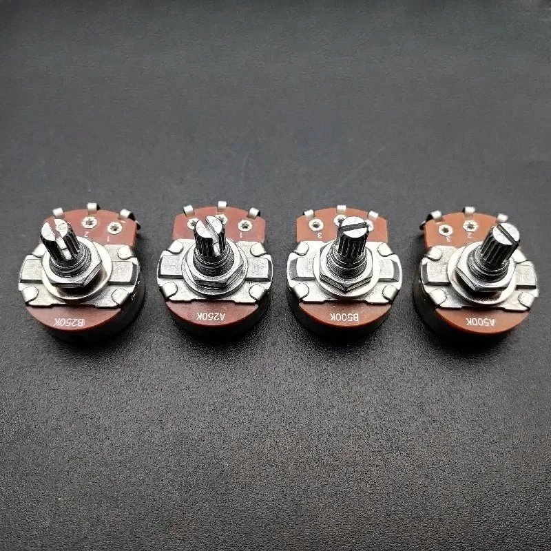 

12Pcs A250K/B250K/A500K/B500K Split shaft 15mm Guitar Volume Tone Pots Potentiometer for ELectric Guitar Bass