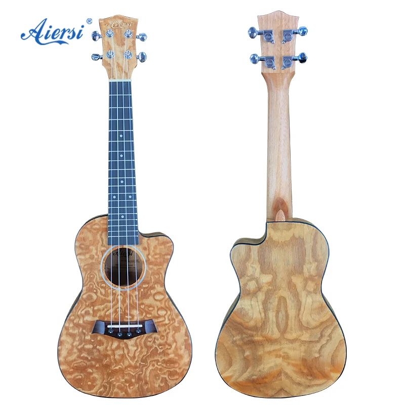 

Wholesale Aiersi factory Custom OEM ODM brand 23 inch Quilted Ash Ukulele Concert Ukelele hawaii guitar music instrument