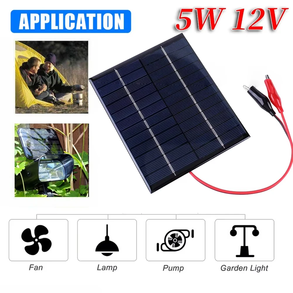 

2W 12V polycrystalline solar panel; DIY solar casting plate with alligator clips