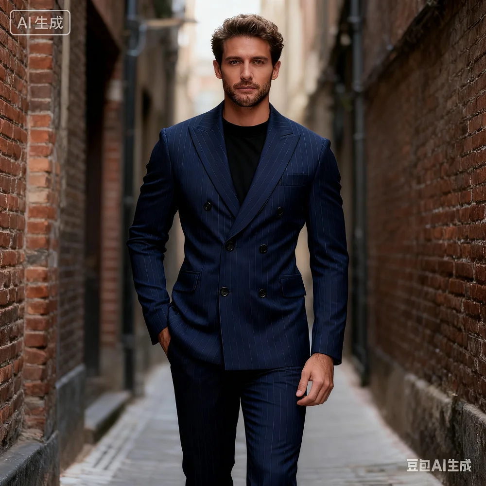 

Полосатый пиджак унисекс, повседневный тонкий свадебный пиджак, уникальный смокинг с пиковыми лацканами Jaqueta Masculino Branco Preto Listrado