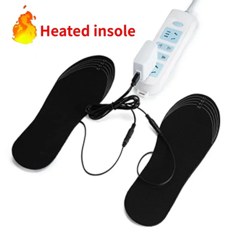 USB Rechargeable Heated Insoles Size 35-46 DIY Customizable Electric Heated Shoes Pad for Outdoor Skiing Winter Foot Warmers