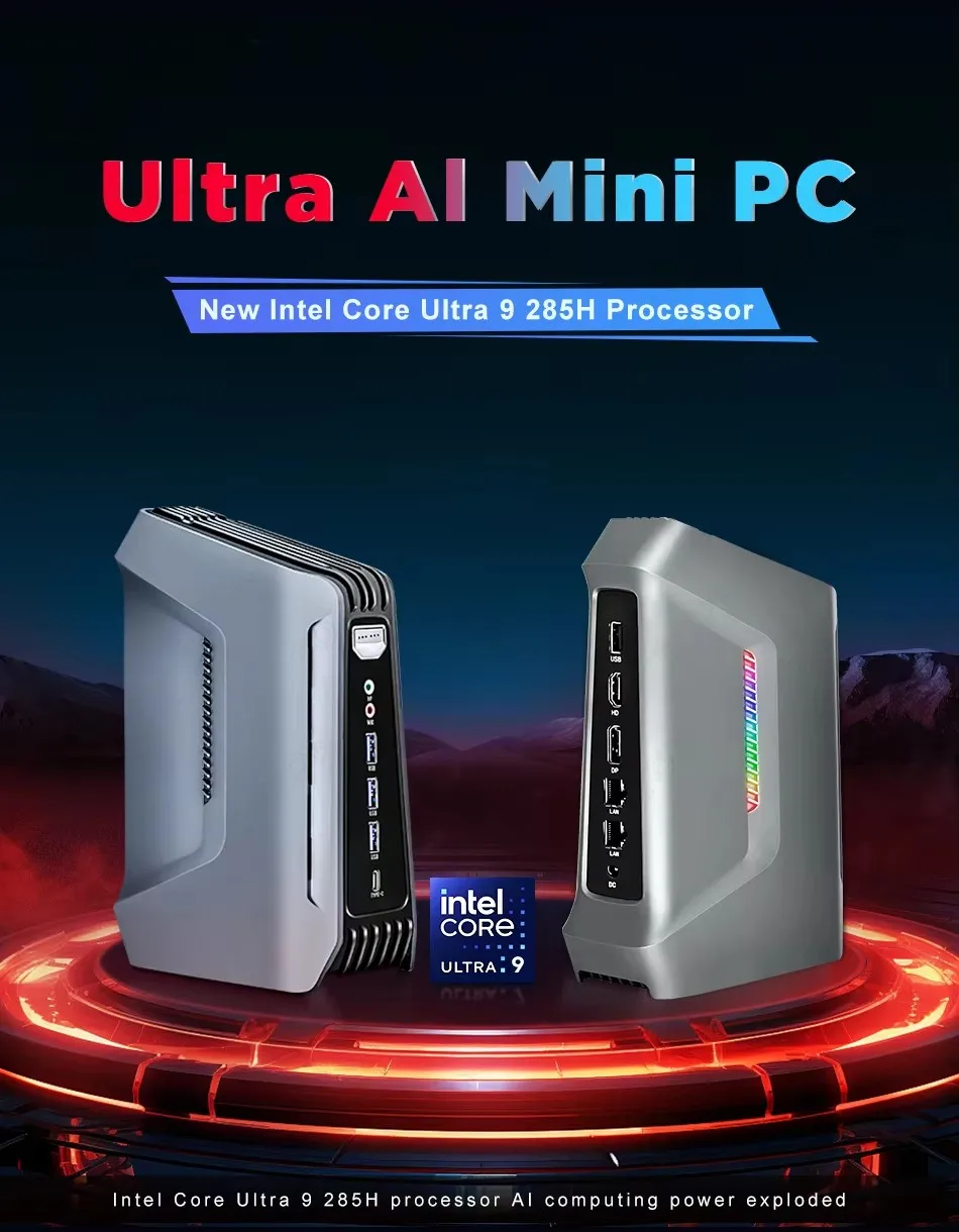 Topton F12 AI Gaming Mini PC 15th Gen Intel Core Ultra 9 285H 7 255H 2x2.5G LAN 2xDDR5 2xPCIe Thunderbolt 4 Windows 11 RGB WiFi6