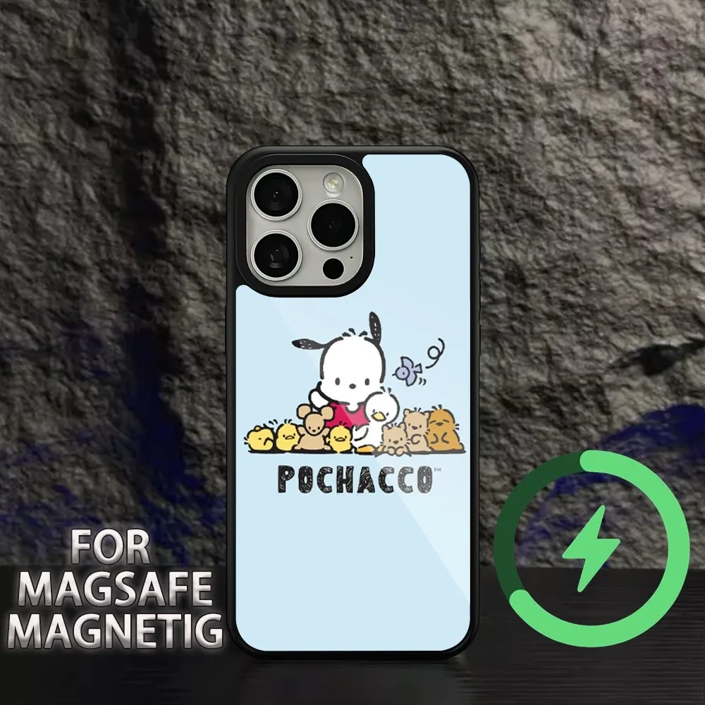 MINISO Sanrio Pochacco  Phone Case For iPhone 15 14 13 12 11 Pro Max Plus Magsafe Magnetic Wireless Charging Cover image 3