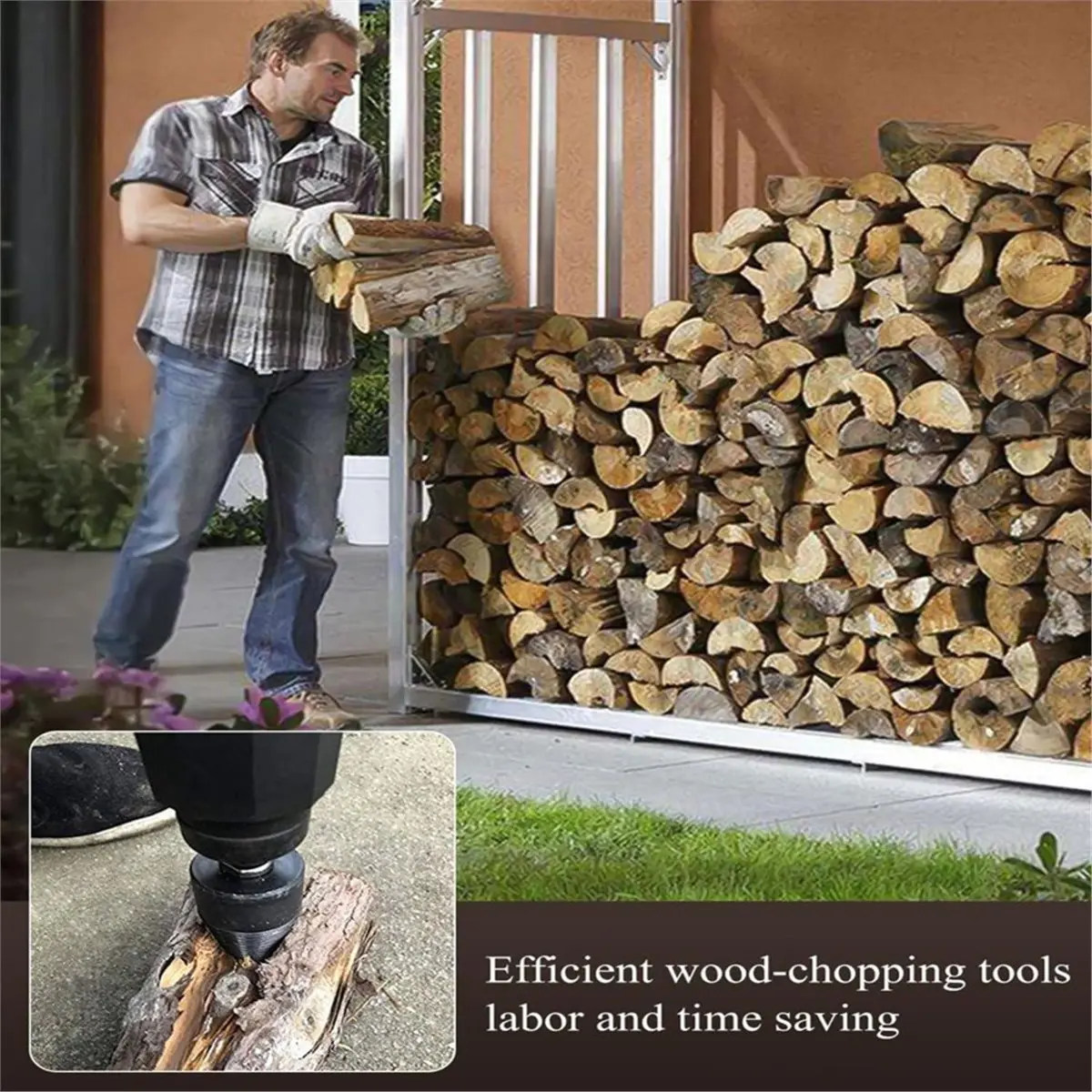 DT38 6 Pcs Wood Splitter Drill Bits, 50mm+32mm Firewood Log Splitter, Heavy Duty Electric Drill Cone Driver Removable