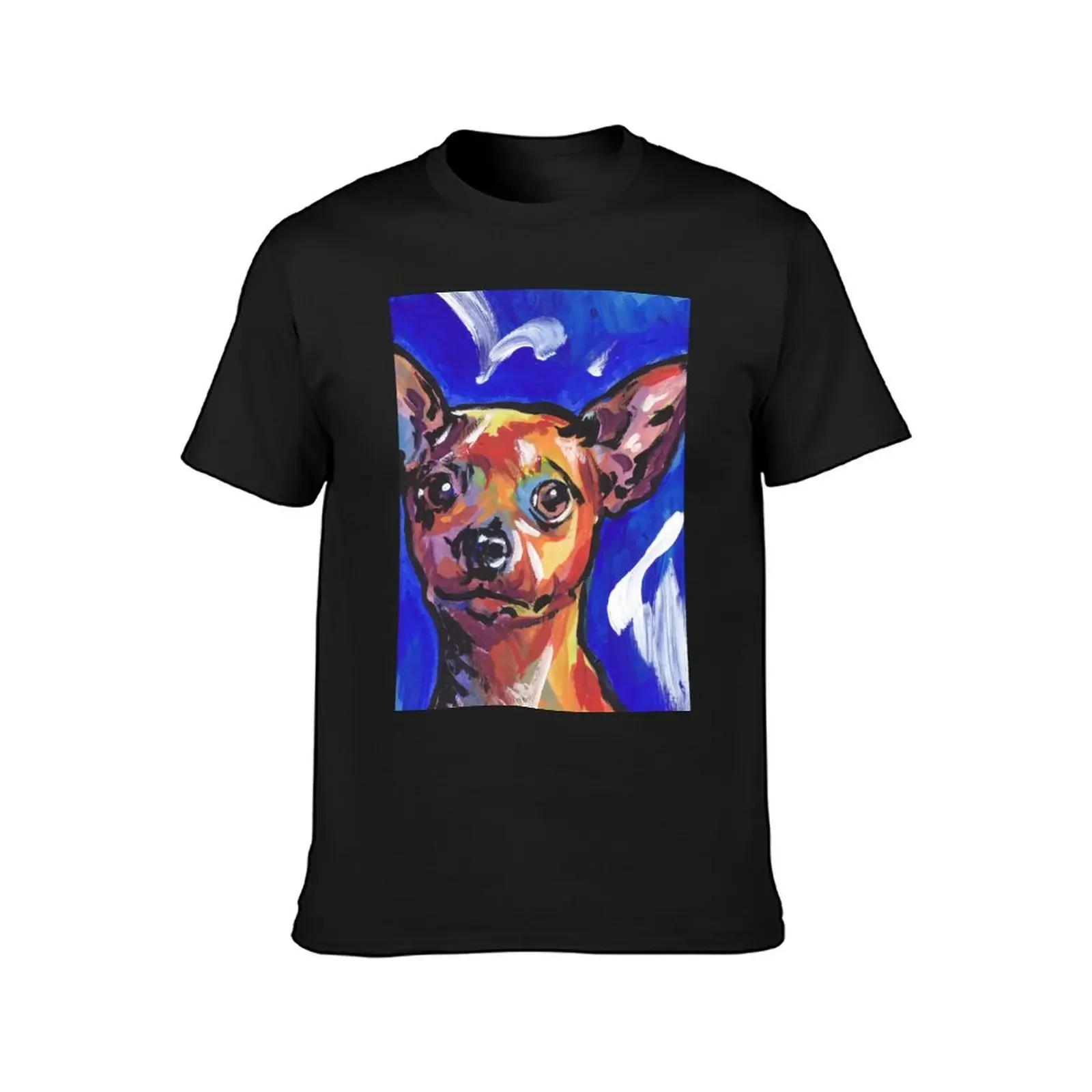 Miniature Pinscher Dog Bright colorful pop dog art T-Shirt korean fashion plain plus size clothes men clothing