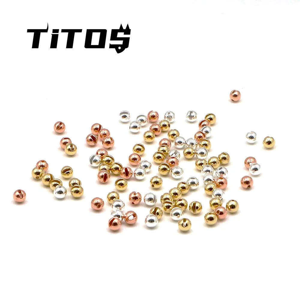 Tungsten Slotted Beads 50PCS 2.5mm/3.0mm/3.5mm/4.0mm Gold, silver and copper Fly Fishing Trout Perch Panfish Hook DIY Fly Tying