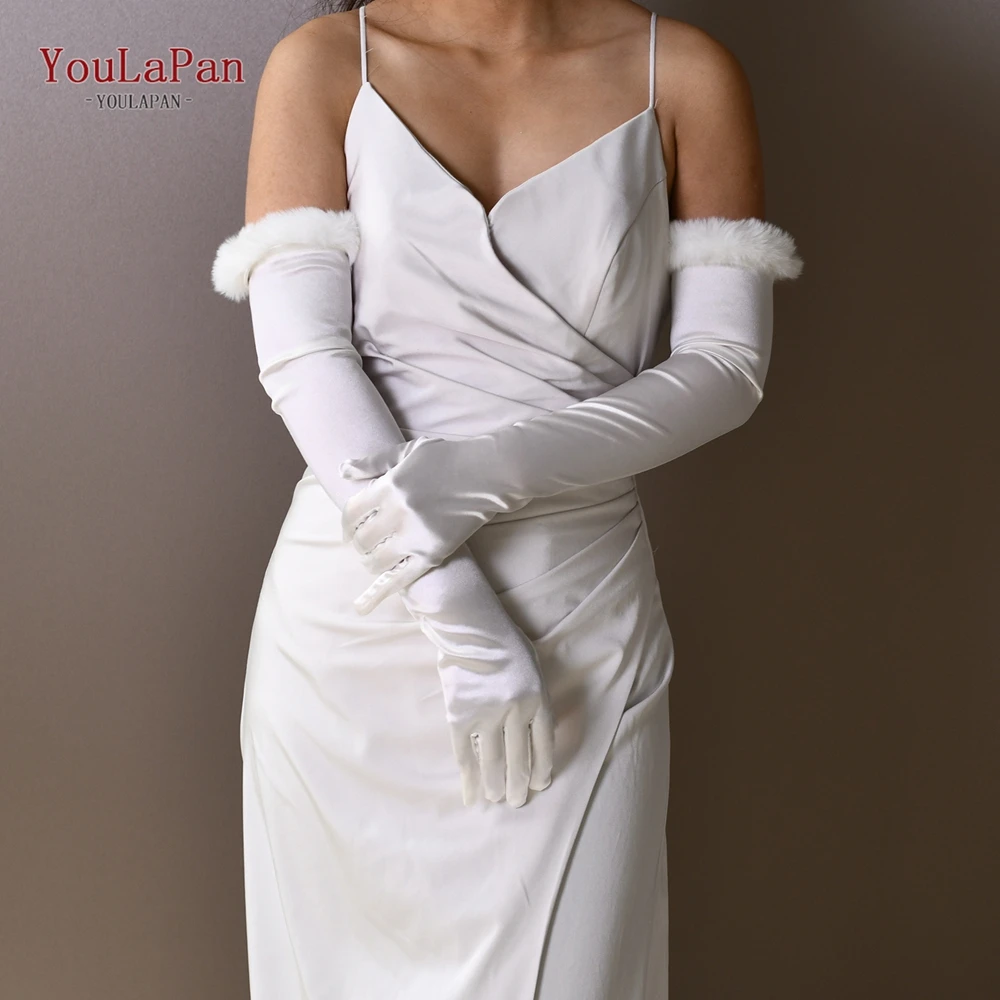 YouLaPan VM43 Classic Color Elbow Length Women's Gloves Satin Opera Dance Costumes Bridal Wedding Dress Matching Accessories