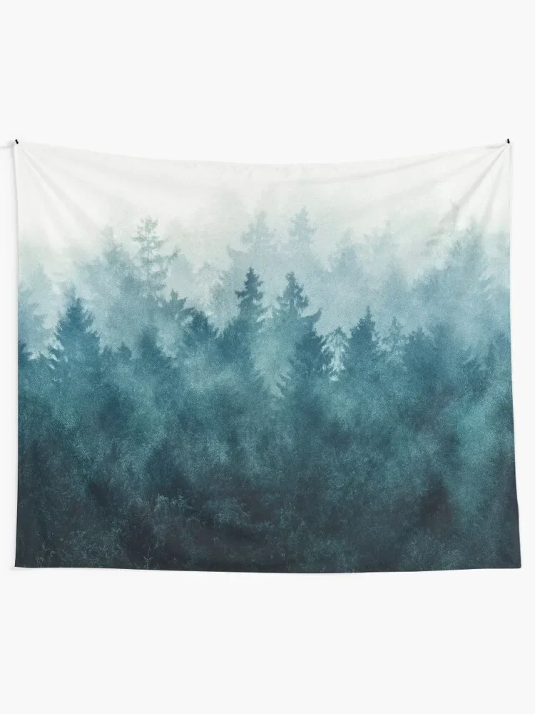 The Heart Of My Heart // So Far From Home Of A Misty Foggy Fall Wilderness Forest Covered In Blue Magic Fog Tapestry