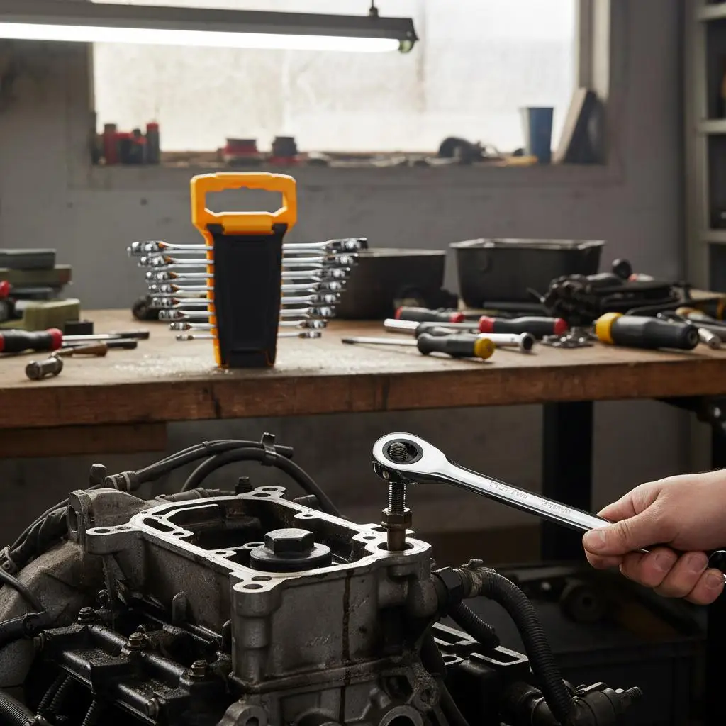 

Набор комбинированных ключей, 8 предметов, с органайзером-подставкой, из Cr-V стали, метрические размеры от 8 мм до 19 мм, идеально подходит