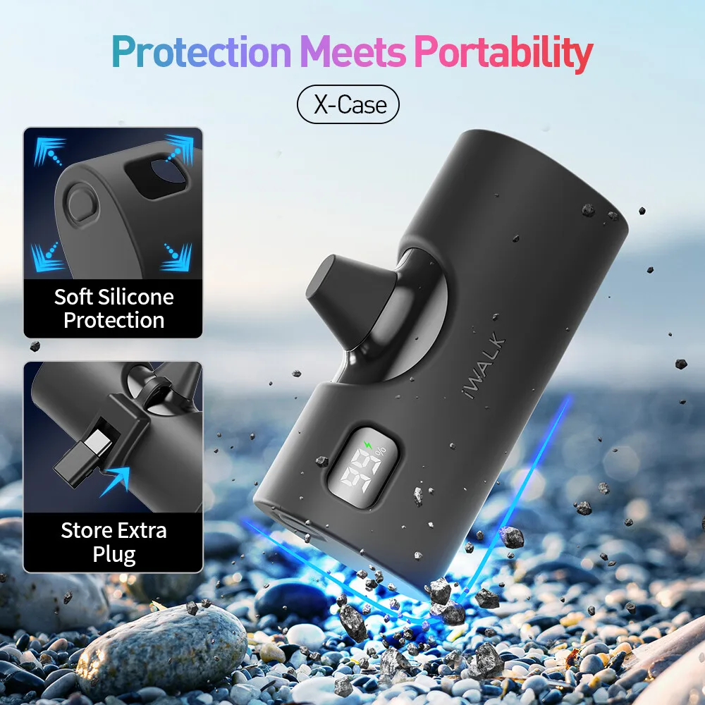 IWALK portable interchangeable connector capsule mobile power bank fast charging 5000mAh suitable for iPhone Lightning