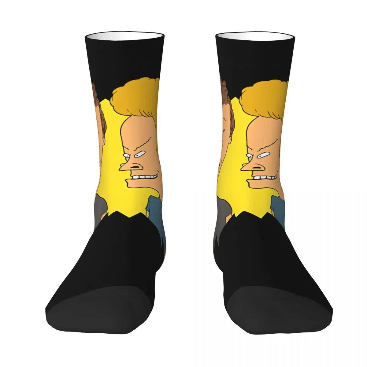 Hip Hop Retro Grease Crazy Men's compression Socks Unisex Beavis and butt-head Harajuku Pattern Printed Funny Novelty Happy Crew