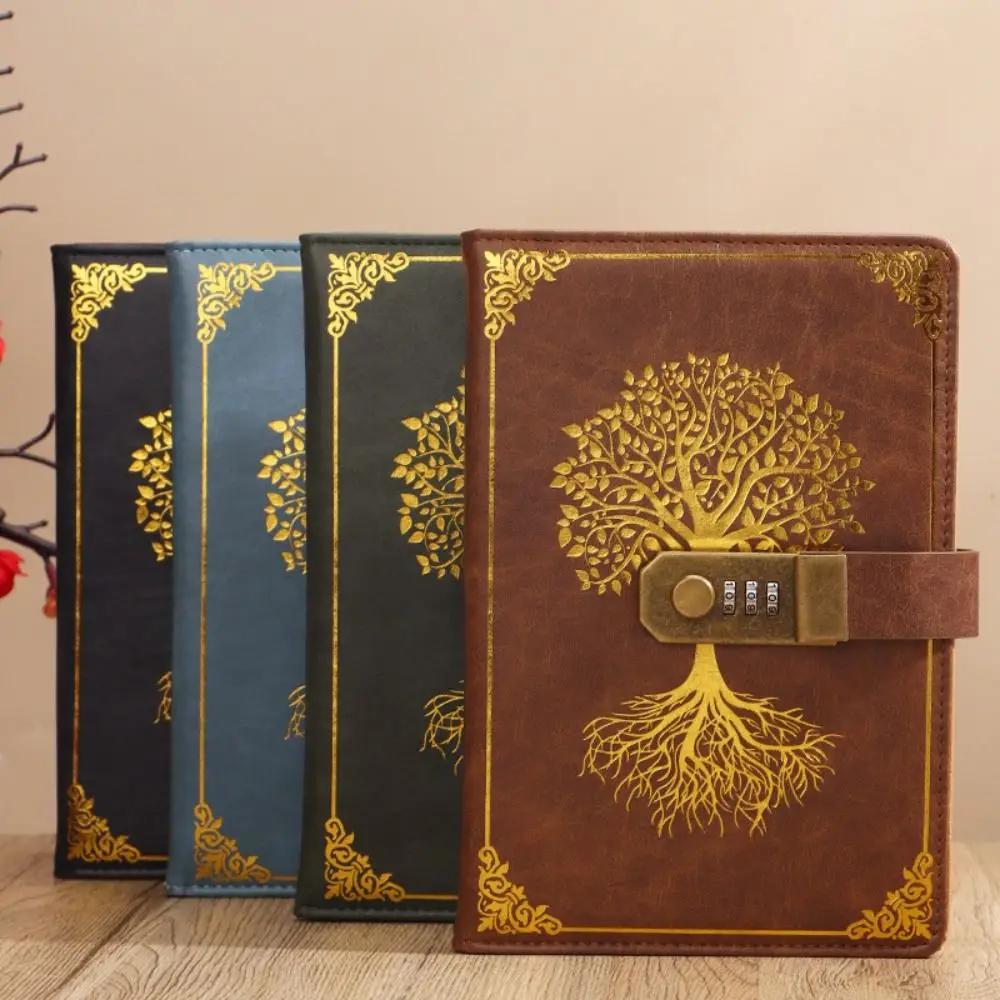 Stationery Password Notebook Diary Book Retro A5 Notebook with Lock Protecting Secrets 200 Pages Travelers Journal Student