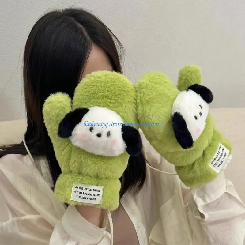 573B النساء القفازات الكرتون جرو أفخم القفازات الشتاء الدافئة التزلج قفازات للمراهقين سيدة العالمي رشاقته اصطف تدفئة اليد