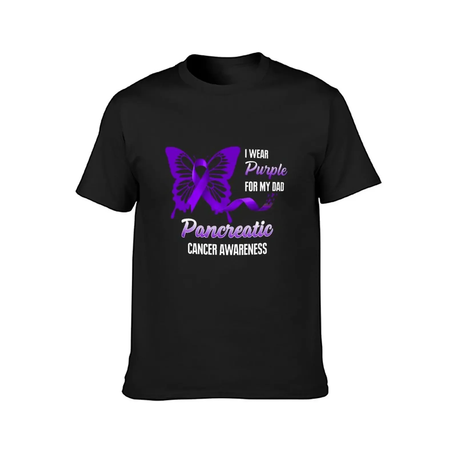 Cool Wear Purple Support Pancreatic Cancer Dad Shirt Awareness Butterfly Ribbon T Shirt T-Shirt