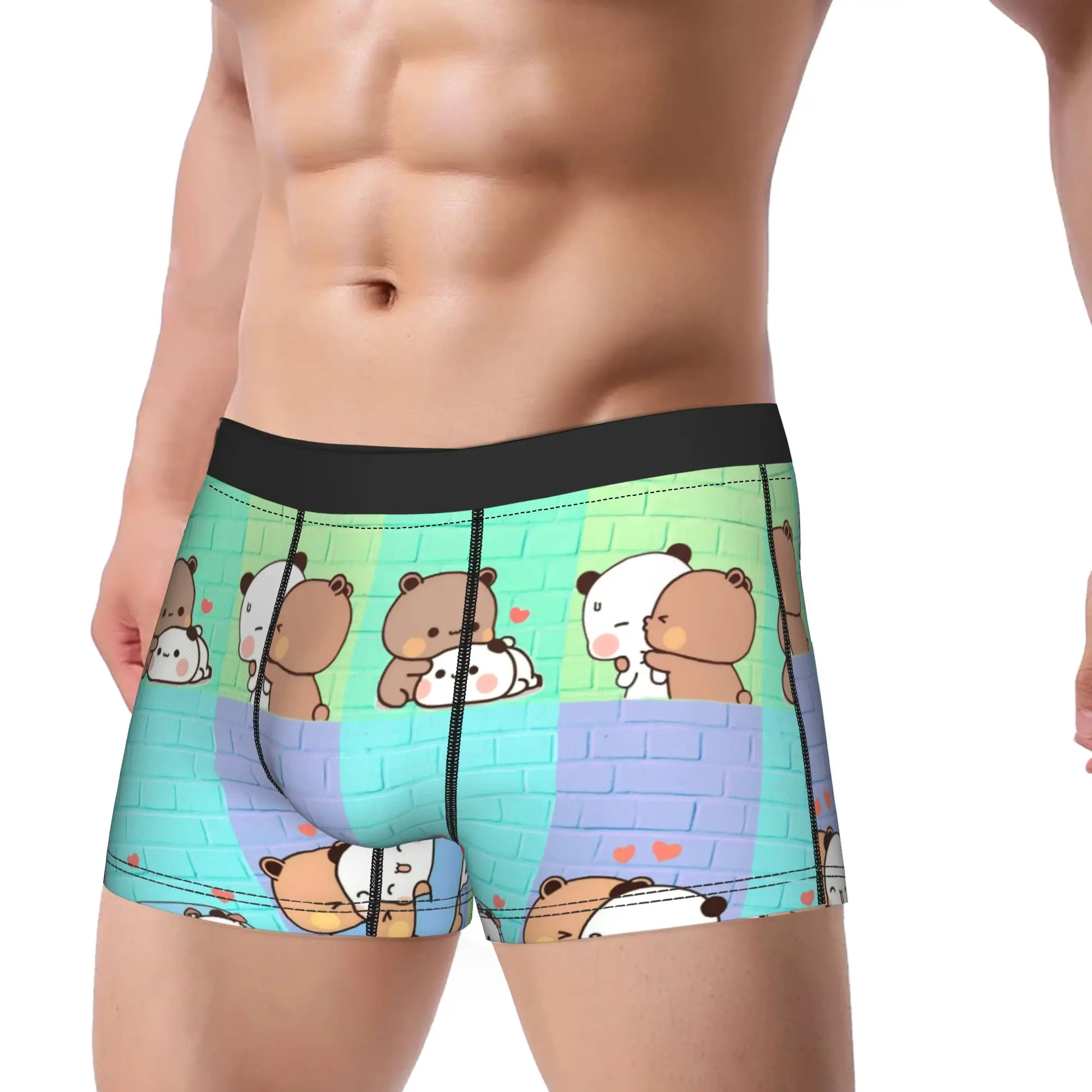 Panda Bubu Dudu Pattern Underwear  Men Underpants Printing Sexy Soft Trunk High Quality Shorts Briefs Plus Size 2XL