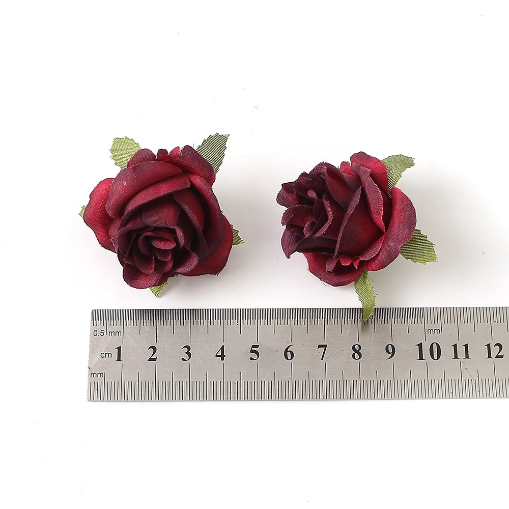 10/20/50Pcs Artificial Rose Flowers Heads 4CM Fake Flowers for Home Room Decor Wedding Decoration DIY Garland Gift Accessories