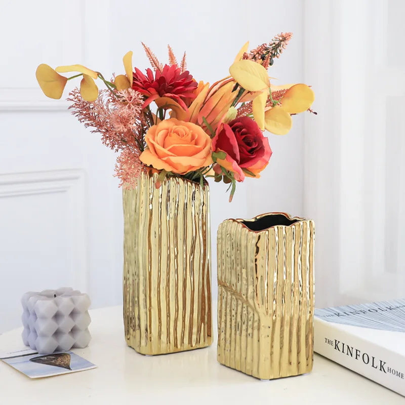 

PINNY Modern Gold Plated Ceramic Flower Vase Ceramic Crafts Decorative Table Decoration And Accessor