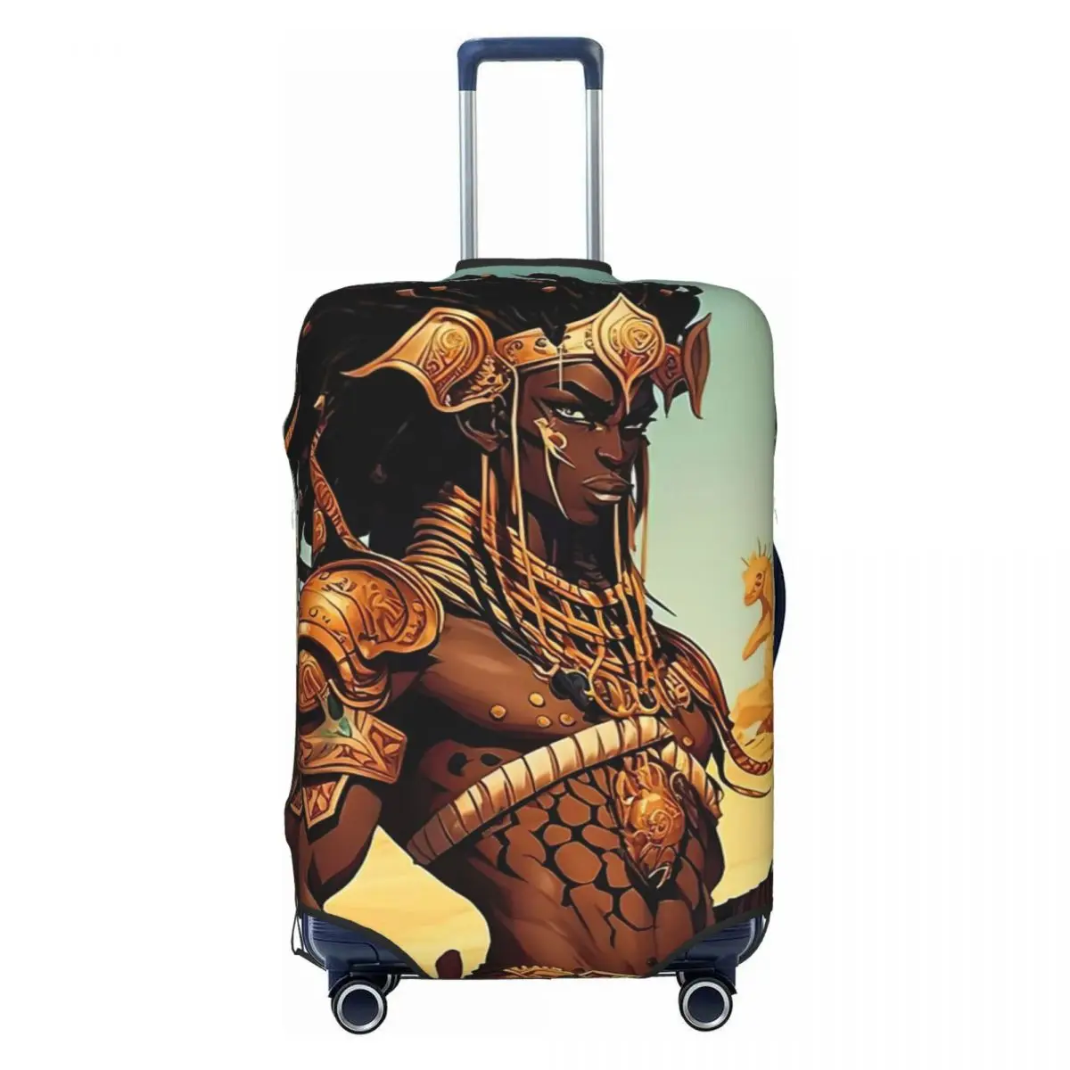 

Anime Style African Warrior In The Desert. Print Luggage Protective Dust Covers Elastic Waterproof 18-32inch Suitcase Cover