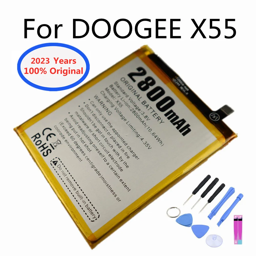 

2023 years High Quality 2800mAh Rechargeable Battery For DOOGEE X55 X 55 Smart Mobile Phone Battery Bateria In Stock + Tool Kits