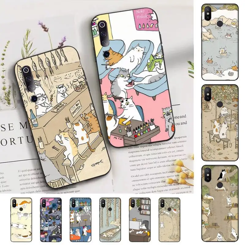 Japanese Cat Phone Case for Xiaomi mi 5 6 8 9 10 lite pro SE Mix 2s 3 F1 Max2 3