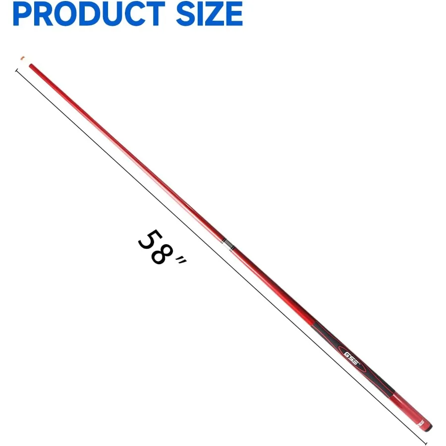 GSE Games Sports Expert 58 2 قطعة من أعواد البلياردو المركبة المصنوعة من الألياف الزجاجية والجرافيت مع خيارات ألوان متعددة ووزن #4