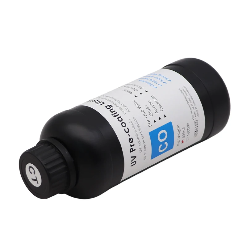 UV Coating Fluid For UV Flatbed Printer, No Odor Coating Liquid For Glass Wood Metal Crystal Leather Ceramic PVC 500ML