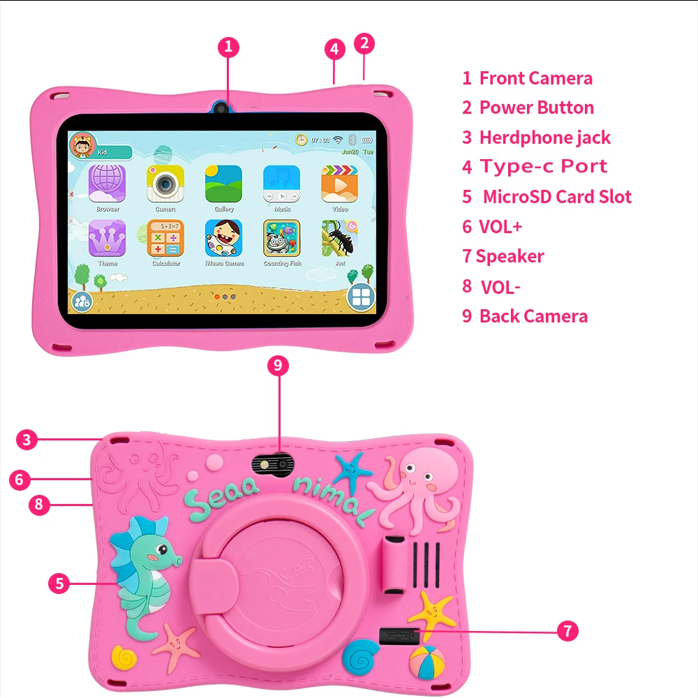 New Kids Tablet 7 Inch Quad Core Android 4GB/64GB Google Play WiFi Bluetooth Cheap And Simple Children's favorite gift Tablet Pc