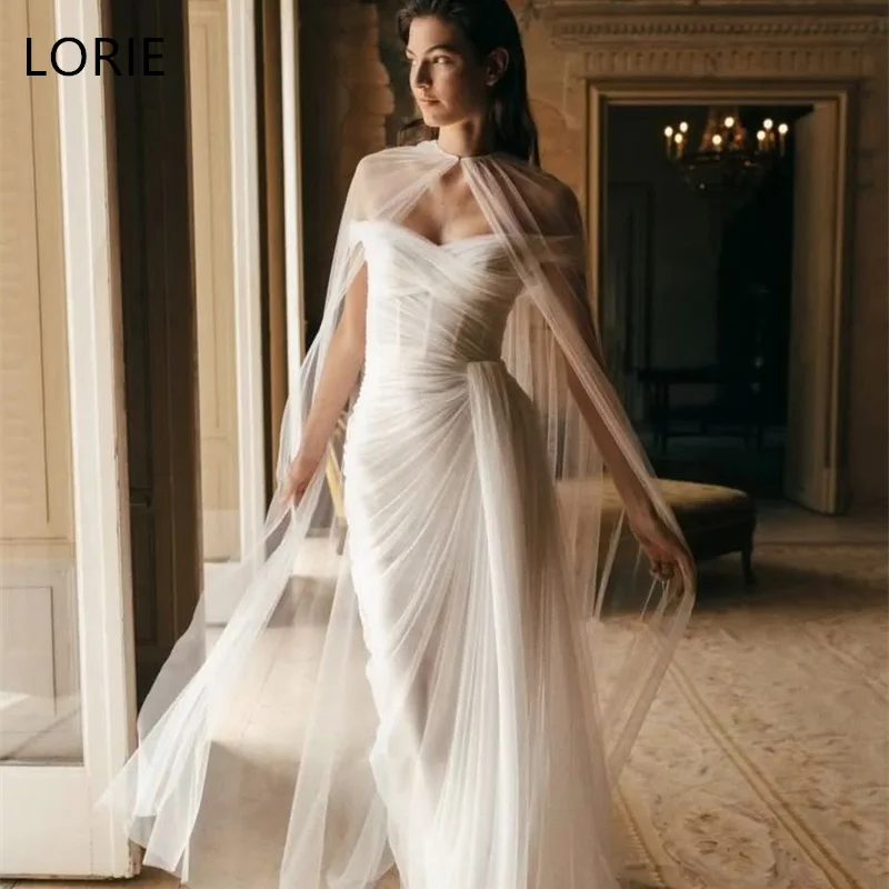 

LORIE Tulle Illussion Off Shoulder Wedding Dresses Sweetheart Bride Prom Gown Floor-Length Sweep Train Bridal Gown Customized