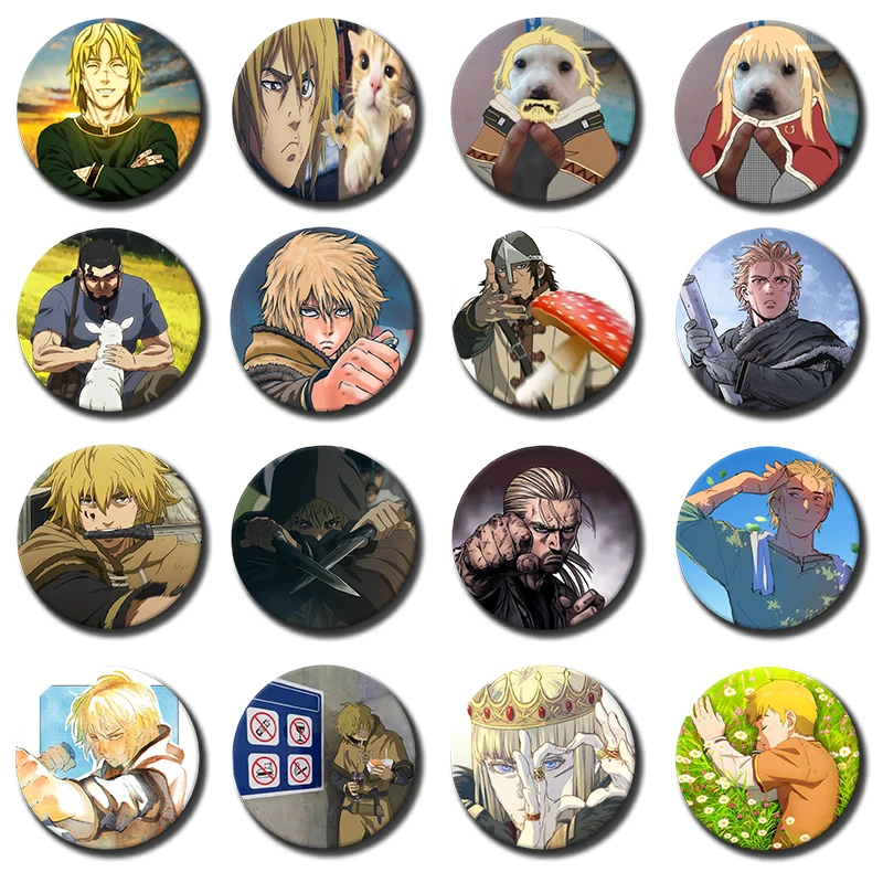 VINLAND SAGA Thorfinn Badge Anime Brooch Cartoon Figure Cosplay Button Pins Accessory Backpack Hat Clothing Jewelry Ornaments