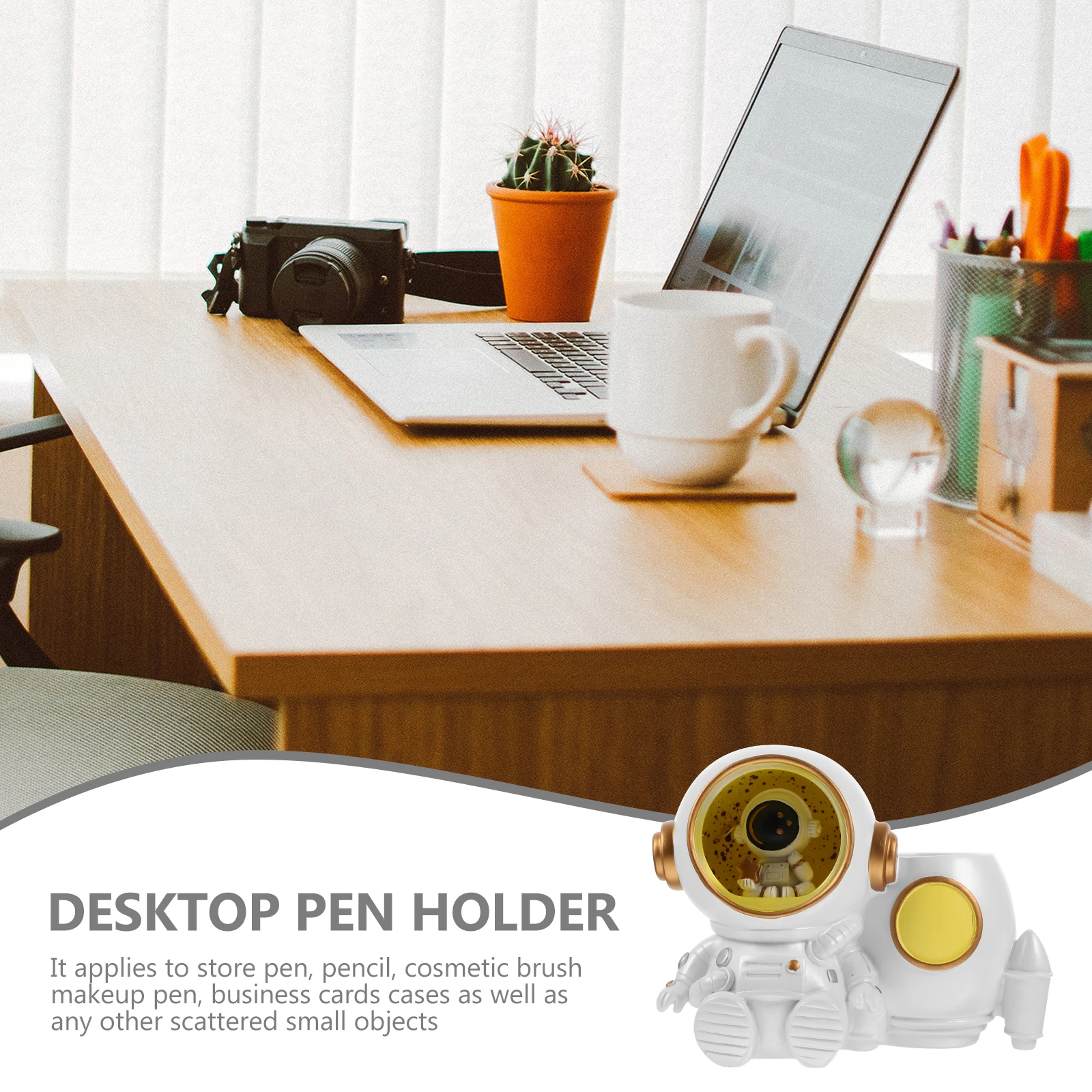 

Resin LED Astronaut Pencil Holder Lighted Multi-Functional Desk Organizer for Office School Supplies Brushes Stationery