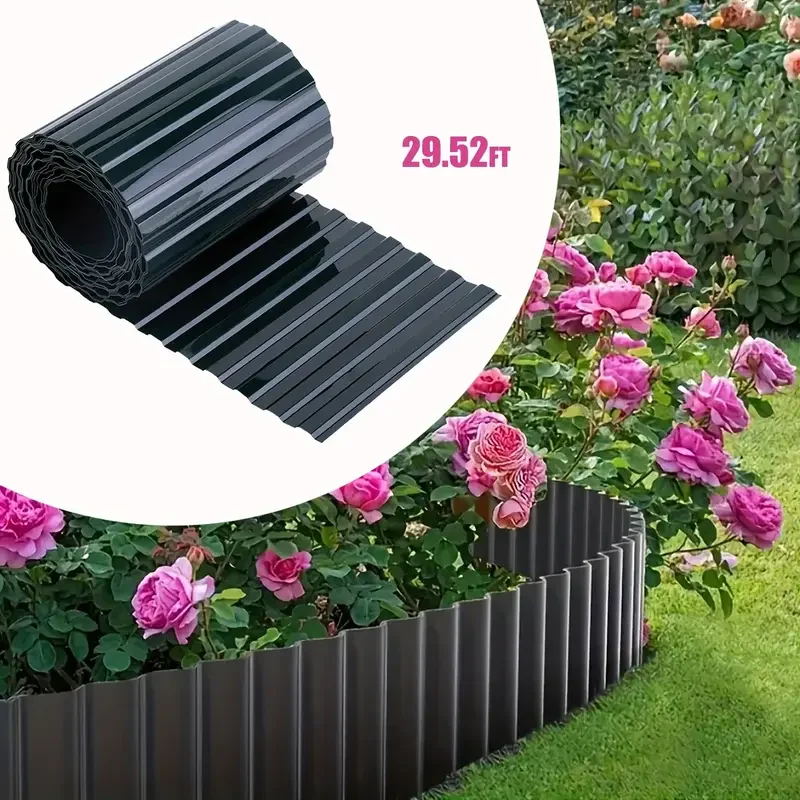 1 Roll 9M Plastic Garden Fence Easy Install Edge Weather-Resistant Lawn Borders Plastic Garden Lawn Edge Fence Accessories