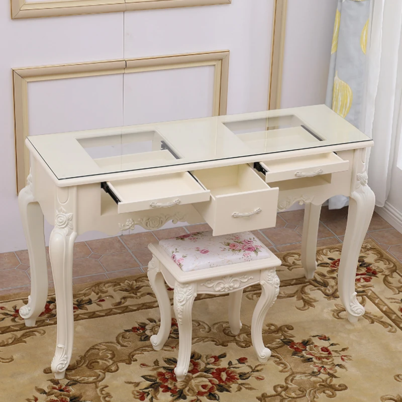 Mesas de manicura de lujo nórdicas, estilo crema, almacenamiento multifunción, mesas de madera para Uñas, escritorios de recepción modernos, muebles, Mesa de Uñas FYMT