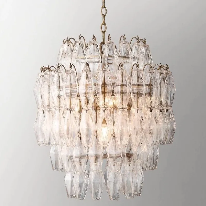 Designer American chandelier, creative postmodern light luxury all-copper glass dining room bedroom lamp