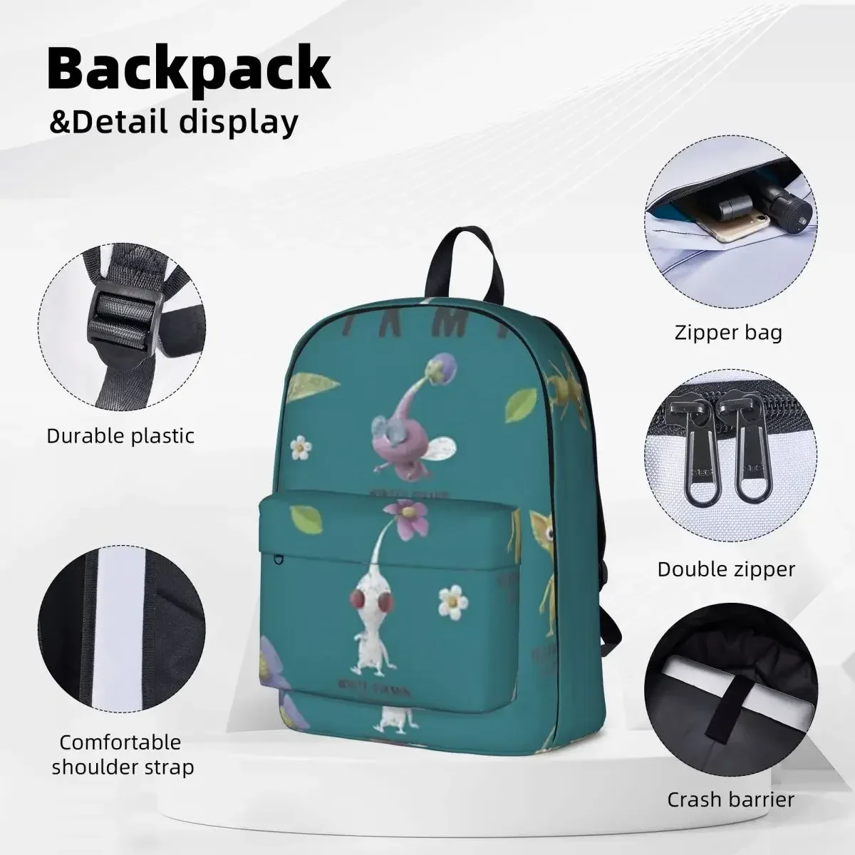 Sac à dos Pikmin pour femme, cartable pour garçons et filles, sacs d'école pour étudiants, sac à dos pour ordinateur portable portable portable, sac initié, mode