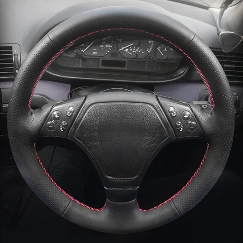 DIY Black Steering Wheel Cover Soft Artificial Leather Car Steering Wheel Cover for BMW E36 E46 E39