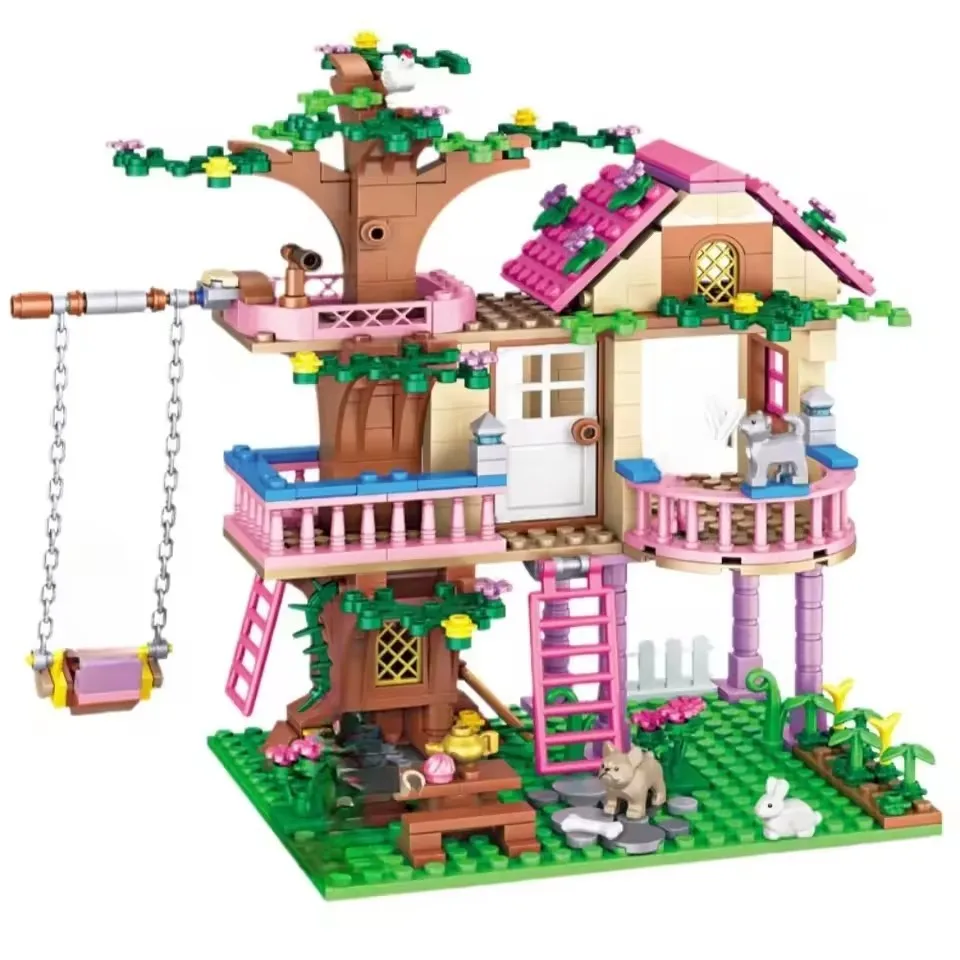 504pcs Friends City Tree House Summer Holiday Villa Castle Building Blocks Sets Garden DIY Toys for Kids Girl Birthday Gift
