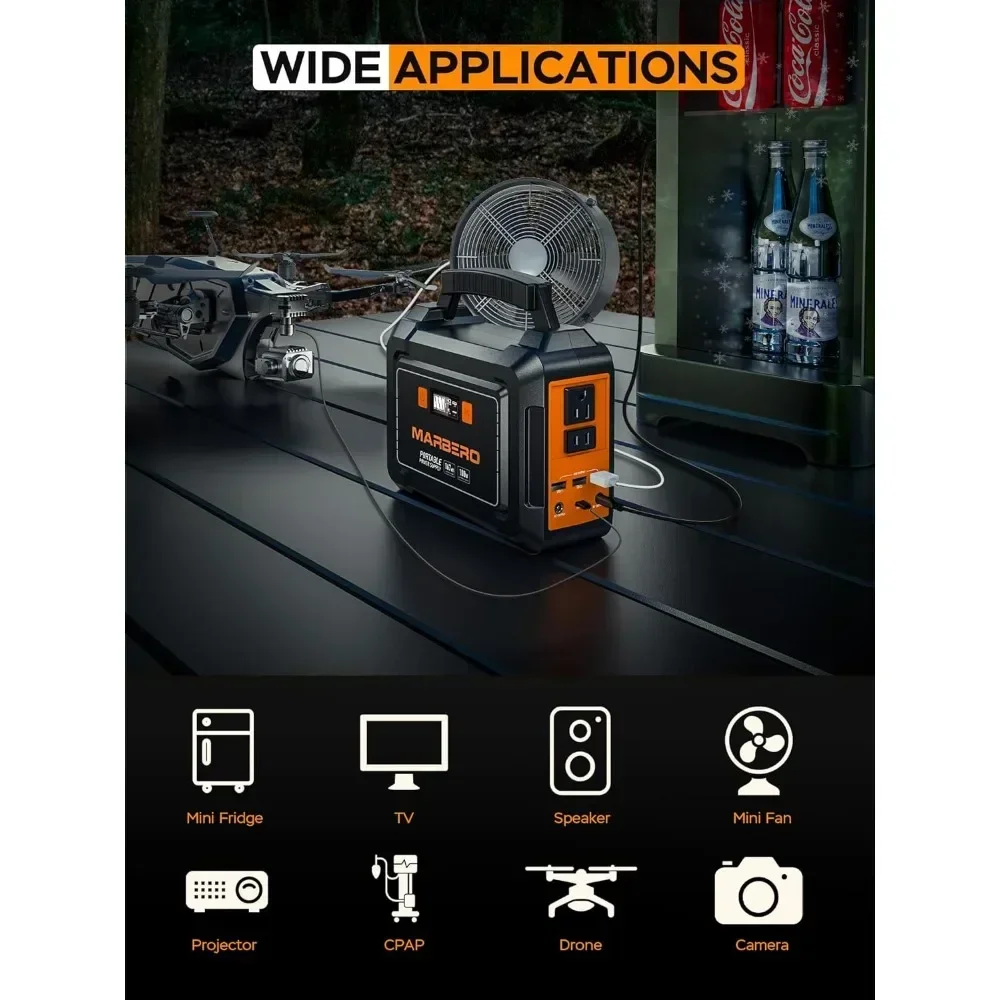 

Portable Power Station 200W Peak Solar Generator 167Wh Camping Battery Power Supply with 110V AC Outlet 2 DC Ports A