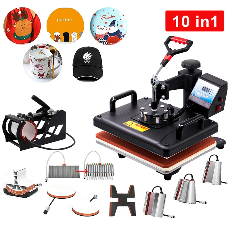 10 in 1 combination heat press for pen, mug, board, cloth, t-shirt heat transfer machine