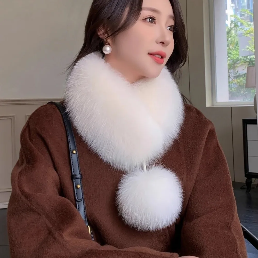 Eleganter, verdickter Plüschschal, hält warm, magnetischer Pelzimitationsschal, Halswickel, winddicht, warmes Halstuch im Freien