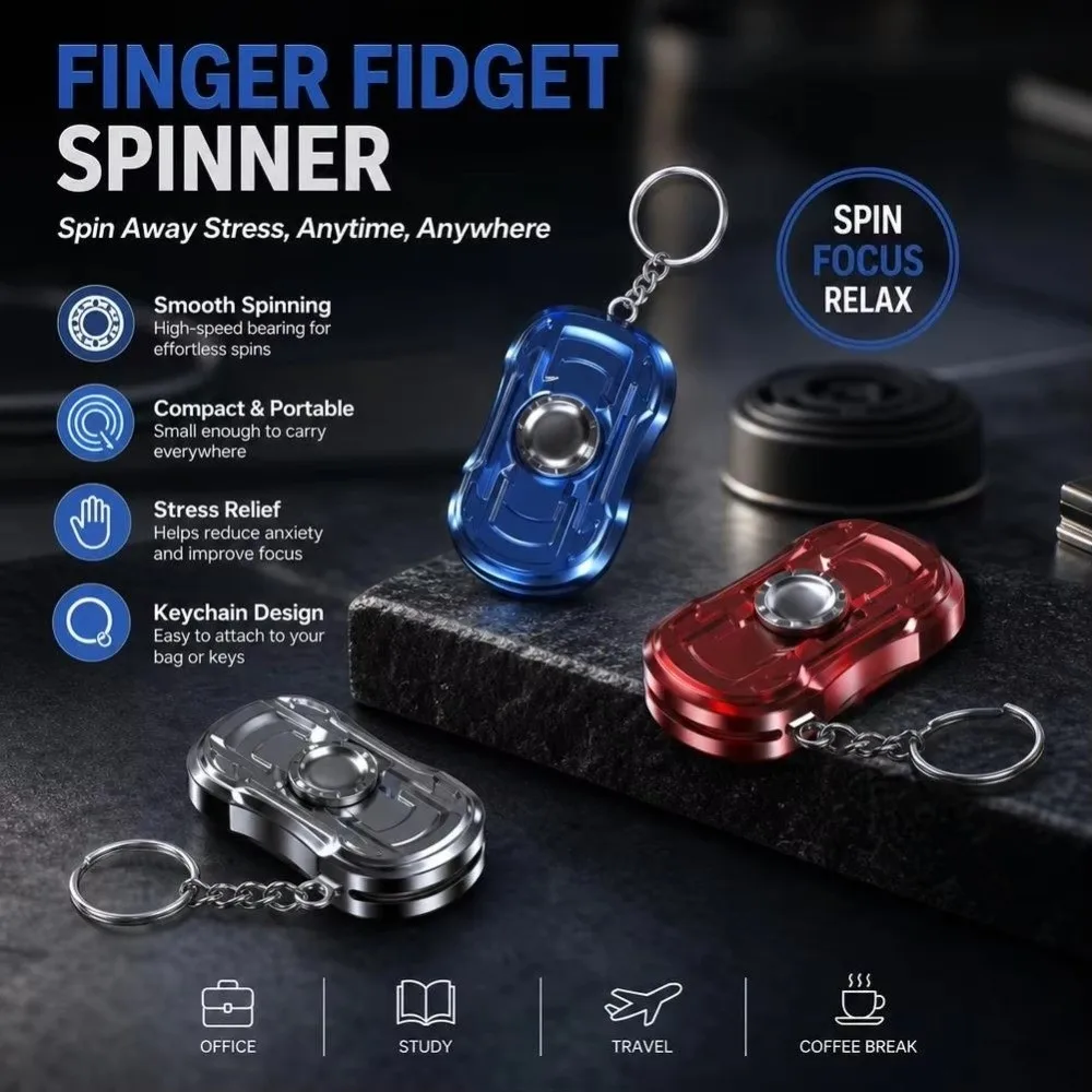 Fingertip Gyro Mechanical Fidget Keychain Portable Slider Slider Fidget Push Fidget Reduce Pessure