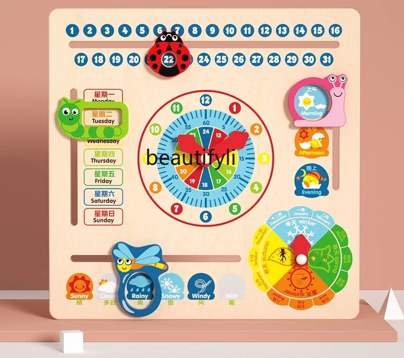 Calendario Orologio Tempo Scheda cognitiva Orologio Asilo Grande classe Strumenti per l'educazione precoce Area educativa Conoscere i giocattoli meteorologici