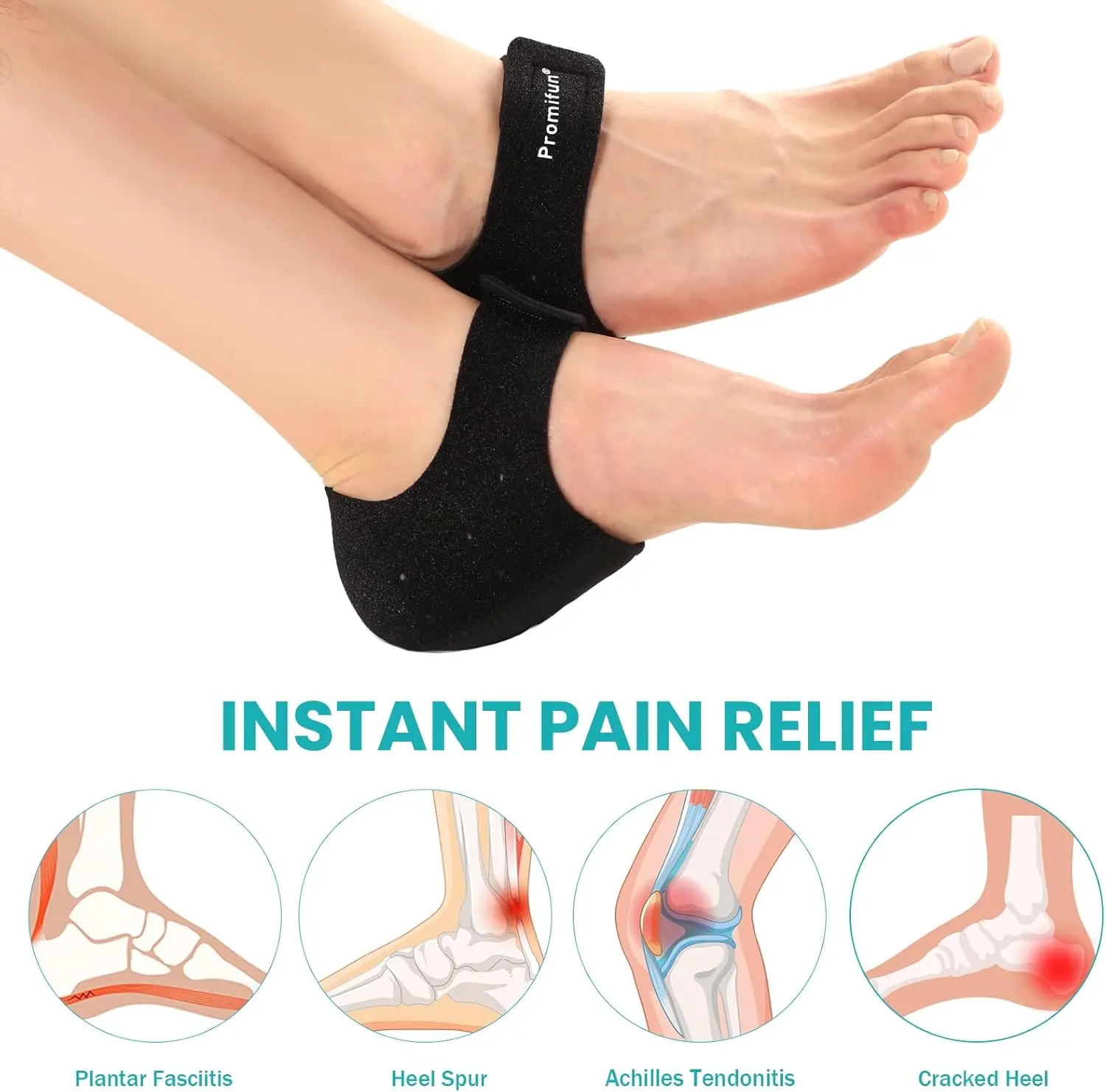 2/4/6 Stuks Sumifun Voet Hak Protector Fasciitis Plantaris Inserts Hiel Pads Gebarsten Droge Achilles Hielspoor pijnbestrijding Herbruikbare
