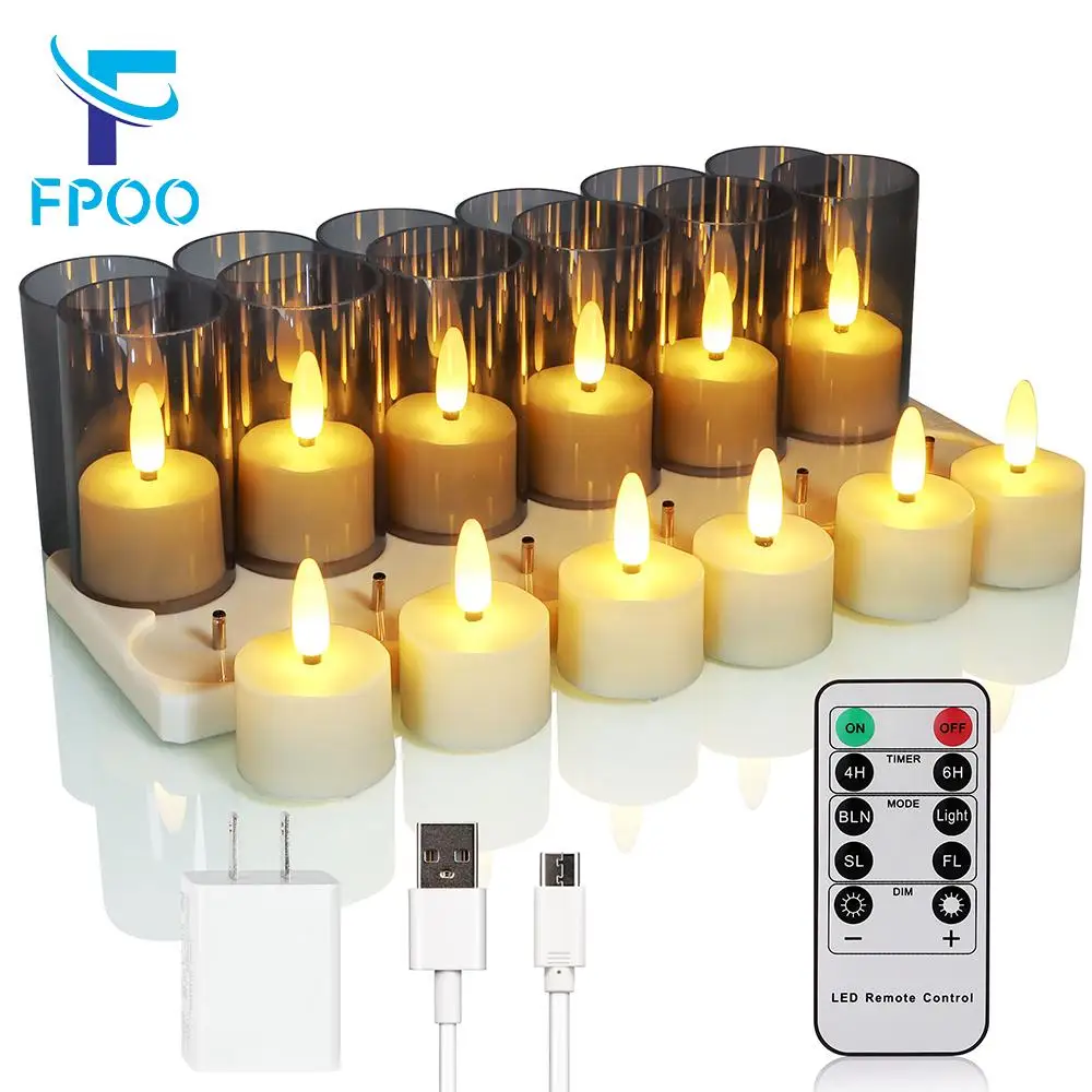 Led Candle Set Rechargeable Electronic Flicker Flameless Candles Lamp With Timer Remote For Home Decor Christmas Candle Lights