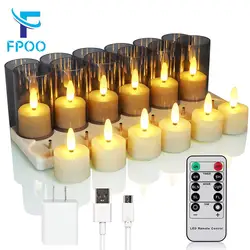 ﻿Led Candle Set Rechargeable Electronic Flicker Flameless Candles Lamp With Timer Remote For Home Decor Christmas Candle Lights