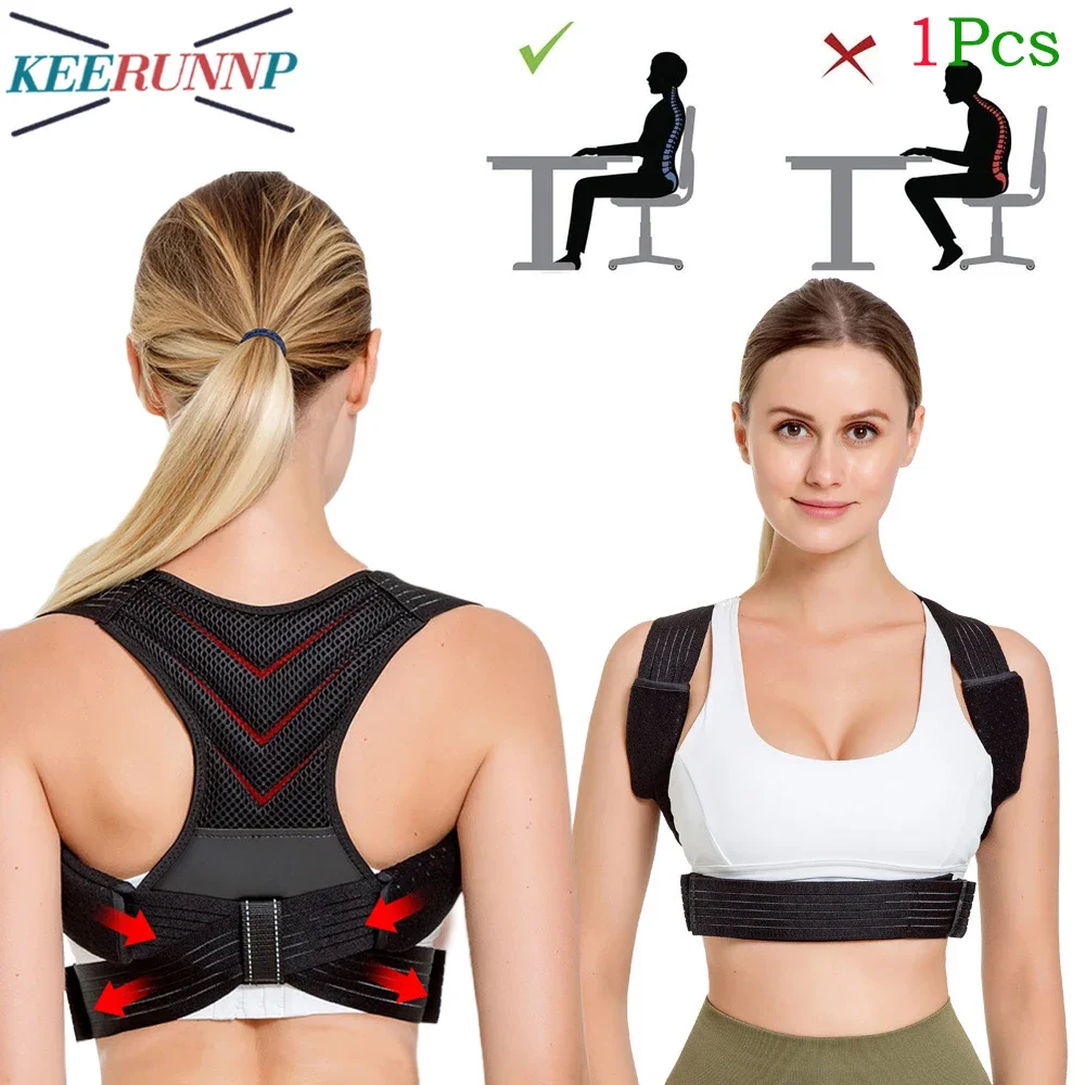 1Pcs Adjustable Posture Straightener for Women Men,Back Support Shoulder Brace for Clavicle Postural Fixer Tape Improves Posture